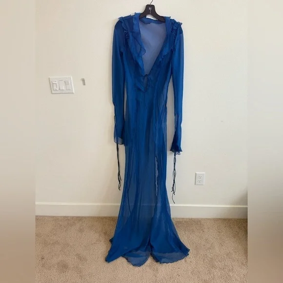 Rat & Boa Cobalt Blue Farretti sheer maxi dress L - Picture 8 of 12